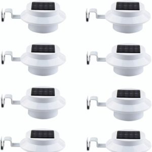 LED Solar Gutter Lights 8 Pack Waterproof Security Fence Garden
