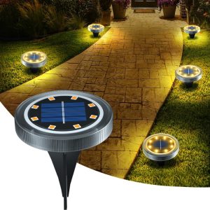 Solar Ground Lights IP65 Waterproof LED Disks Pathway Lights
