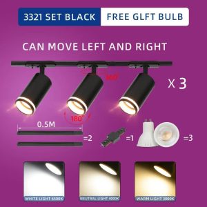 LED Ceiling Track Lighting System COB Adjustable Rail Spotlights