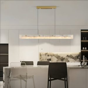 Minimalist LED Linear Marble Pendant Lighting Fixture
