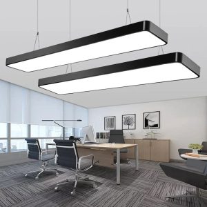 LED Pendant Light Rectangular Metal Hanging Adjustable Height