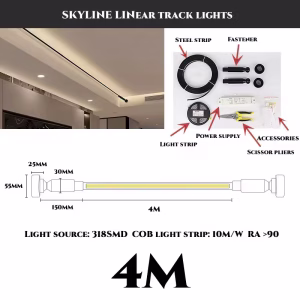 Minimalist Skyline Linear LED Lighting Strip With LED Spotlights