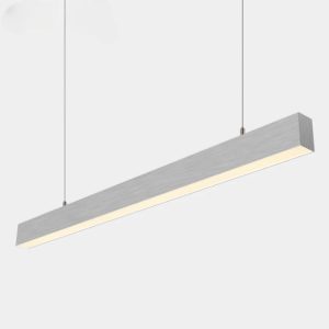 Minimalist LED Linear Pendant Light Silver Strip Hanging Light