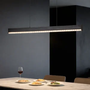 Linear LED Chandelier Modern Black Pendant Light Long Bar Hanging Nordic Minimalist Ceiling Fixture