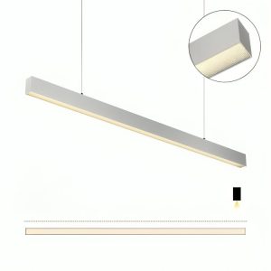 LED Linear Pendant Light 30W, Minimalist Silver Long Strip Hanging Lamp for Dining Table, Office, and Living Room - 3.9ft