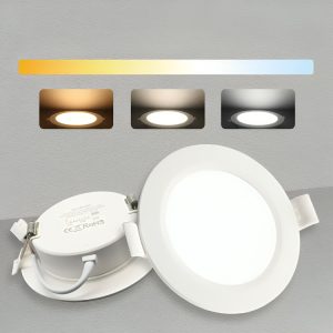LED Recessed Ceiling Light Round 3CCT Dimmable, Adjustable Color Temperature Downlight 6W–24W, Slim Recessed LED Panel Light