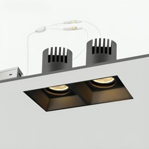 LED Recessed Downlight Double Head Adjustable, Square LED Ceiling Spotlight 5CCT, Anti-Glare Dual LED Downlight with 360° Rotation