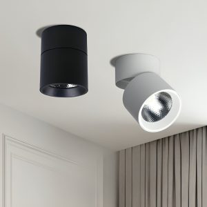 LED Surface Mount Ceiling Spotlight Adjustable 10W-15W, Modern LED Downlight with 3 Color Temperature Switch, 360° Rotating 90° Tiltable Ceiling Light