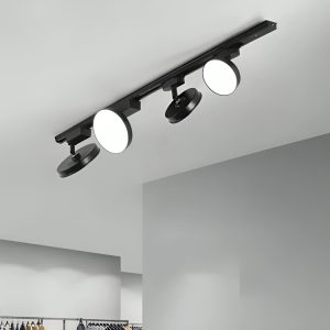 Linear LED Track Light Modern Track Lighting System Round LED Panel Spotlights Black or White Ceiling Track Lights Adjustable Wattage Track Fixture for Home Retail Dining Room