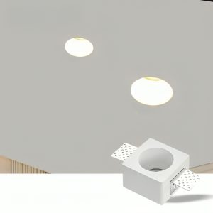 Trimless Recessed LED Downlight Round, Plaster-In Ceiling Light Anti-Glare, Adjustable Gypsum