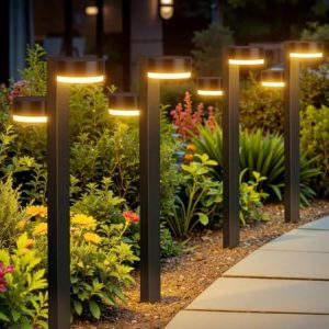 Modern Solar Garden Pathway Lights – Dual Head LED Outdoor Landscape Lamps