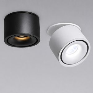 LED Recessed Lighting Adjustable Downlight Ceiling Spotlight Gimbal Fixture – 360° Rotation 90° Tilt Black/White
